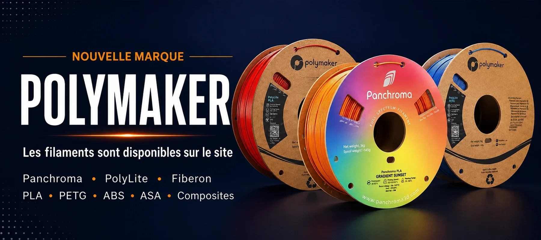 Filaments Polymaker disponibles chez Gecko 3D